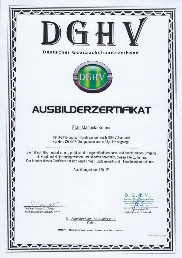 Zertifikat DGHV